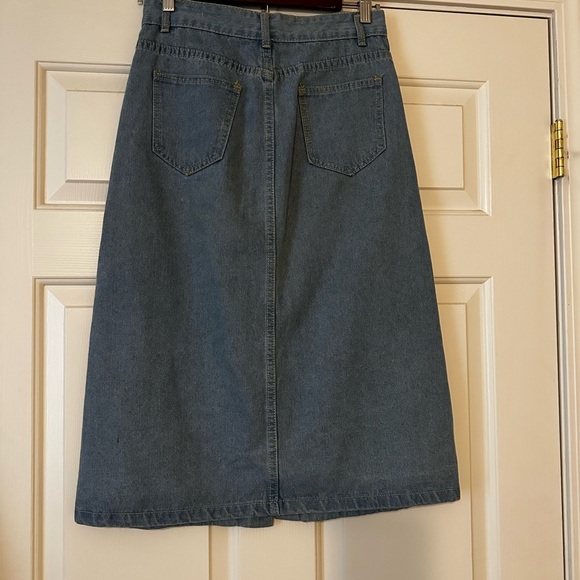 Denim Midi Skirt with Button Front - Picture 2 of 5